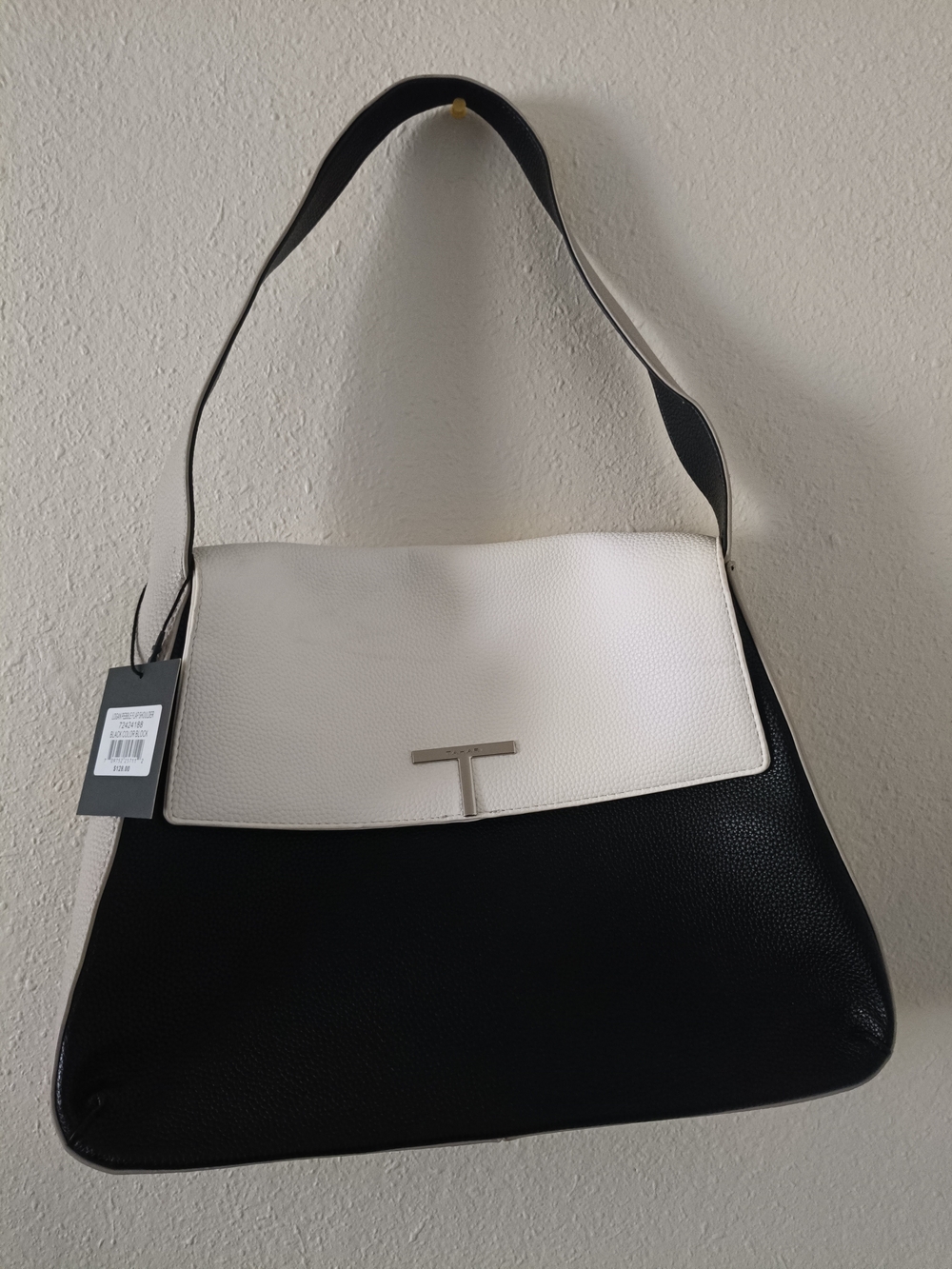 Tahari Black and White Two-Tone Shoulder Bag